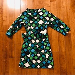 Milly of New York belted patterned shirt dress sz 8